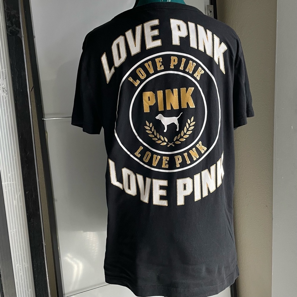 Pink by Victoria’s Secret Lace Up Logo Shirt Size S Fits L